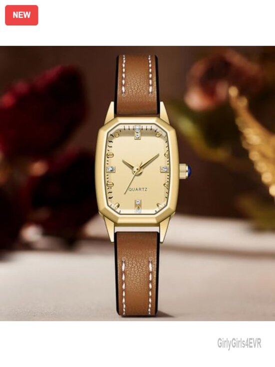 s-l400.jpg Vintage Rectangular Analog Quartz Watch with Leather Band